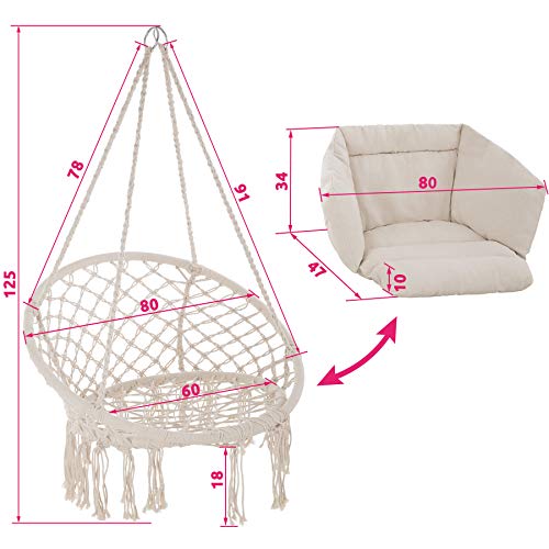 tectake Indoor und Outdoor Hängesessel, Terrassen und Balkonmöbel, Hängesessel mit Gestell, robuste Konstruktion mit… – Bild 7