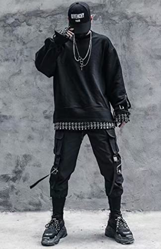 Fanluka Mens Fashion Joggers Cargo Hip Hop Streetwear Cool Pants Outdoor Sports Casual Athletics Pants(Black,M) #TOP5