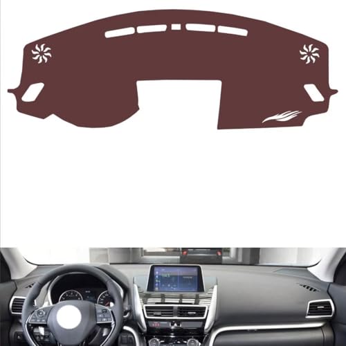 Anti-Slip Sun-Proof Dashboard Cover Compatible with Mitsubishi ECCLPSE Cross （NO HUD）, Premium Leather (Brown)