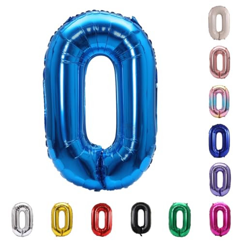 Image of YPSelected 32 Inch Large Foil Helium Number Balloon Birthday Wedding Party 0-9 (Blue, 0)