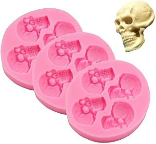 Chocolate Candy Molds - Halloween Skulls Fondant Mold for Cake Decoration Set of