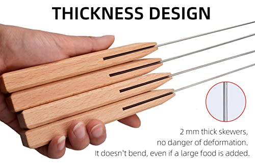 Kaorou Kabob Skewers23Inch Long,4/8 Inch Wide Heavy Duty Stainless Steel With Wood Handle,Perfect For Koobideh Kebab Persian/Brazilian Style Chicken Shrimp Kebab,Set Of7With Bag #TOP3