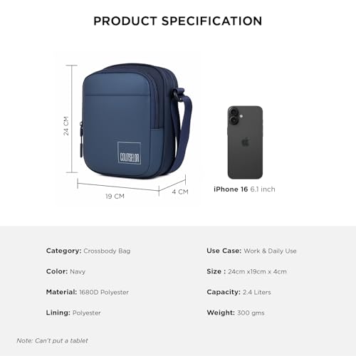 Image of COUNSELOR Sling Bag for Men and Women, Polyester Crossbody Bag, Adjustable Strap, Zipper Closure, Multiple Compartments, Lightweight Stylish Mini Side Bag for Daily Use, Travel & Commute LUNO