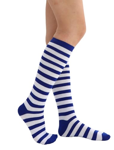Image of Women's Knee High Athletic Socks Casual Stripes Tube Socks Outdoor Sport Socks