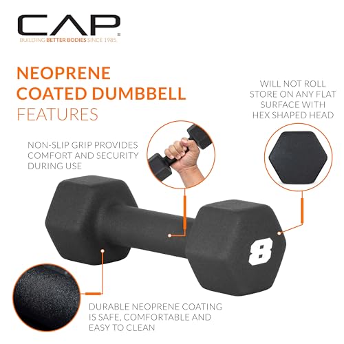 Image of CAP Barbell Neoprene Dumbbell Weights Pairs & Sets | Black