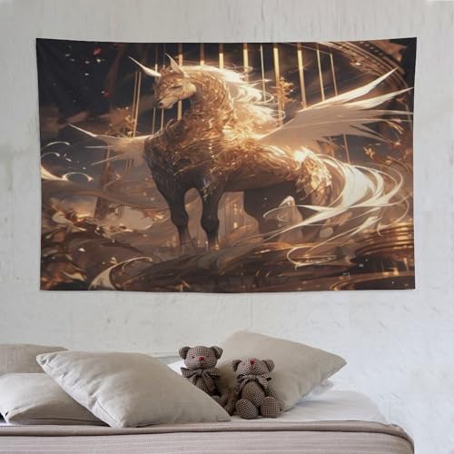 Tapisserie murale suspendue cheval pour habiller un grand mur blanc vide