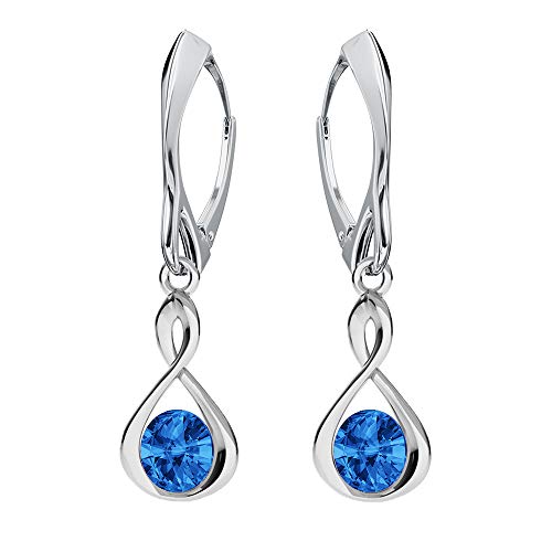 Ohrringe Silber 925 Hängend - mit Anhänger und Kristallen - Wählen Sie Ohrringe Hängend - elegante und moderne Schmuck für Sie - Wetten Sie Auf Infinity Silber Ohrringe Damen (Saphir) Cover