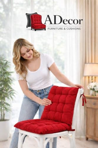 Image of A Decor Soft Cotton Chair Cushion Pad 40x40x4 cm| Comfortable Pad for Dining, Office & Study Chairs Pack of 1| (Red)