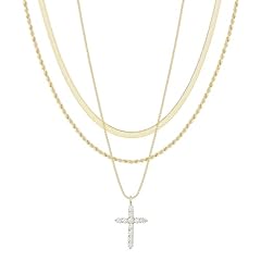09 Layered cross necklace-gold