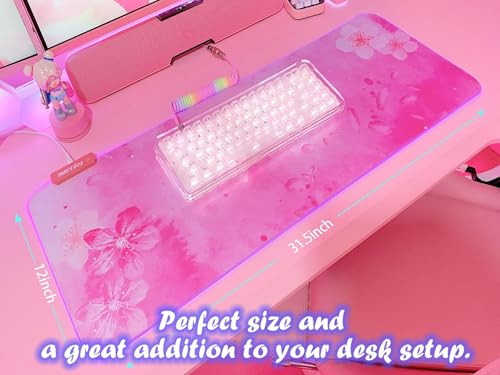 JMIYAV RGB Cherry Blossom Gaming Mouse Pad Pink