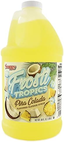 Snappy Frosti Tropics Pina Colada Slushie Mix, 1/2 Gallon, Slushy Syrup for Machines, Granita, Cocktails and Blended Drinks
