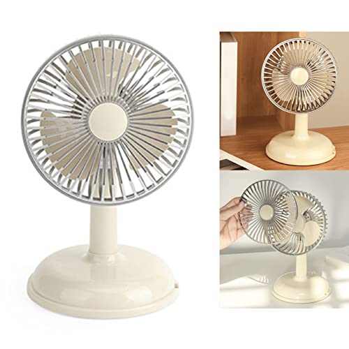Ventilador de Escritorio Vintage, Carga USB, Fácil de Limpiar, Ventilador de Mesa Portátil Vintage, Metal para Oficina para Estudiantes (Amarillo Claro)