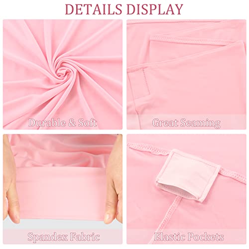 Image of 8 Pack 6FT Spandex Table Covers Washable Wrinkle Resistant Fitted Rectangle Tablecloth for Folding Table Wedding Party Birthday Banquet Bar Events(Pink)