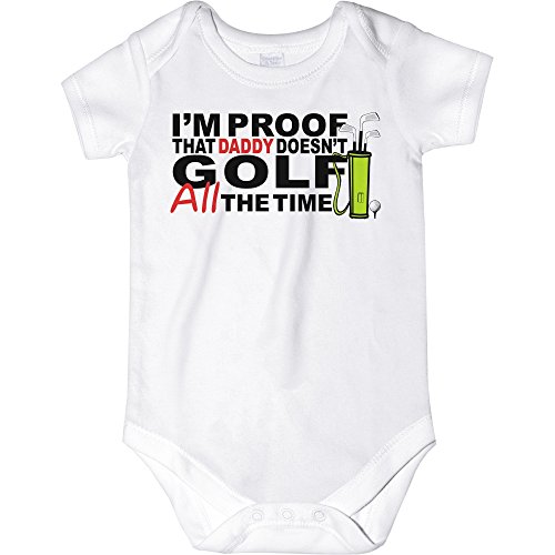 CarefreeTees I'm Proof That Daddy Doesn't Golf ALL the Time (Baby Boys Bodysuit 3M Red/Green Design)