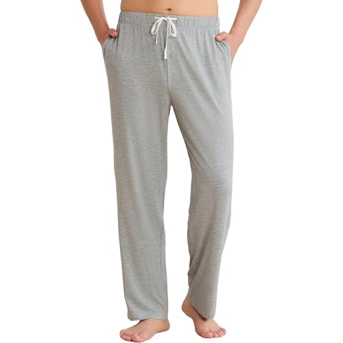 U2SKIIN Mens Cotton Pajama Pants Soft Lightweight Lounge Sleep Pj Bottoms with Pockets and Button Fly