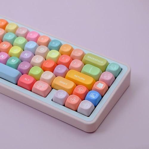 ILYCHEEGAMI PBT Niedliches, schrittweises buntes MOA-Tastenkappen-Set für Kinder und Mädchen, benutzerdefiniert für Gateron, Kailh, Cherry Mx Switch-Layout, ANSI-Mechanische Tastatur (MOA-Gummibär)