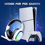 2.4Ghz Wireless Gaming Headset for PS5, PS4, PC, Mac, Bluetooth 5.4 Gaming Headphones with Noise Canceling Mic, 70H Battery, Surround Sound, Lay-Flat & Foldable - RGB White - Image 2