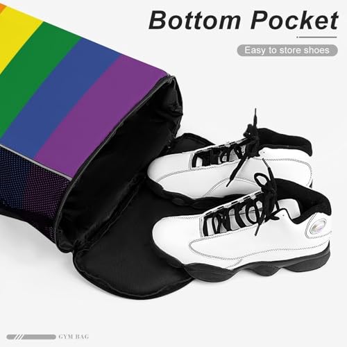 Drawstring Backpack with Mesh Pocket, Water Resistant String Bags LGBT Rainbow Gay Pride Flag for Adults Swimming, Camping, Shopping and Running Use4
