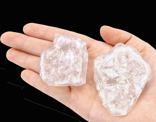 Image of 2Pcs Clear Quartz 1.8-2.2 inch Large Raw Crystals Natural Healing Stones Rough Rocks Clear Quartz Crystal for Polishing Wicca Reiki Decoration Tumbling DIY Wire Wrapping Rock Gifts
