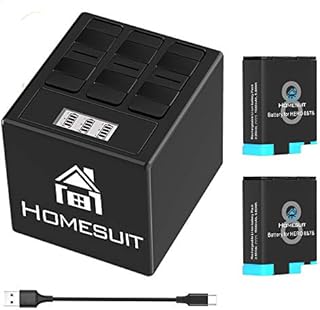 Homesuit Hero 8/7/6/5 Replacement Batteries (2 Pack) and 3-Channel LCD USB Storage Charger for Hero 8/7 Black,Hero 5/6 Black,Hero 2018(Fully Compatible with Original)