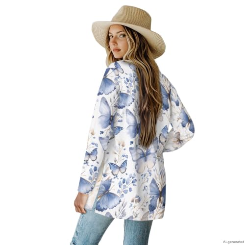 Image of Cardigan Sweaters for Women Long Sleeve Cardigan Soft Drape Open Front Fall Dusters V-Neck Jackets Dressy Loose Coat