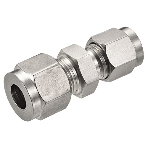 sourcing map Compression Tube Raccord 304 Inox Acier 6mm x 8mm Tube OD Double Virole Droit Raccord Adaptateur