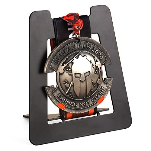 Single Medal Holder Hanger Display Rack, Tabletop Medals Ribbon Rack for Marathon Gymnastics Karate Sports Military Award Insignia Badge - Black Matt