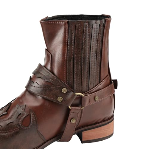 Mens Western Boots with Classic Embroidered PU Leather Slip Resistant Country Boots3