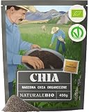 NaturaleBio Nasiona Chia 450 g. Organiczne nasiona chia dla utraty wagi i dobrego trawienia, bogate w kwasy omega-3, przeciwutleniacze i niezbędne minerały, zdrowe dla serca, kości i mięśni.