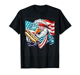 4th of July USA Flag Bald Eagle Hotdog Patriotic Men Boys T-Shirt