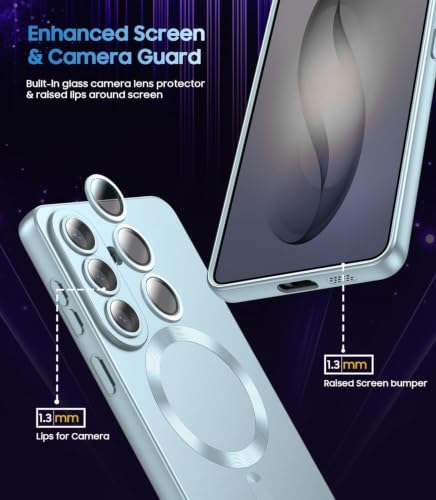 Image of DIZORO Samsung S26 Case, Compatible with Mag Safe Back Cover, Matte Luxury Metallic Luster Flexible TPU Wireless Charging Shockproof Case with Camera Protector (Metallic Silver)