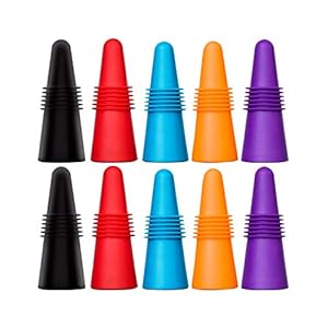 CNYMANY 10 stuks wijnstoppen, herbruikbare siliconen drankflesverzegeling met handvat aan de bovenkant, zodat kurk de…