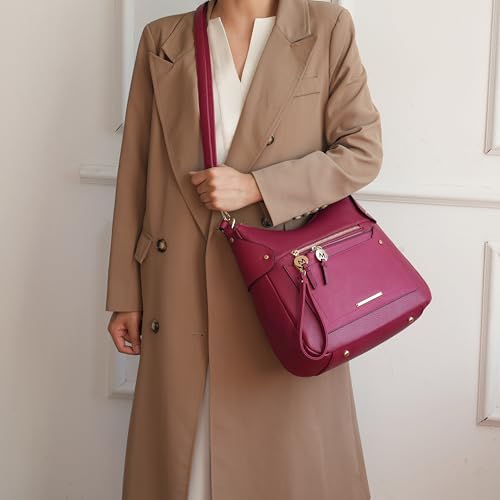 Bolso de hombro MKF Collection para mujer y bolsa de muñeca, juego de bolso de mano de cuero vegano, bolso tote con asa superior por Mia k miniatura 4