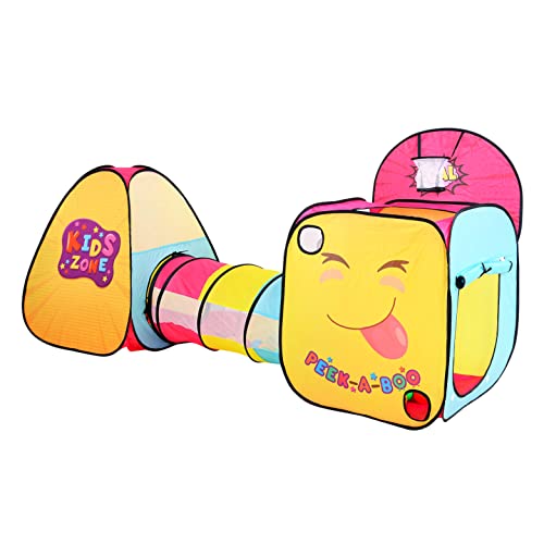 Playhood Peek-A-Boo Kids Play Tent 3-in-1 (2 theme theme tent houses and 1 Crawl Tunnel) for kids Multicolor