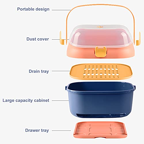 Baby Bottle Drying Rack Container With Drainer, Portable Nursing Cutlery Box Container With Cover, Bottle Holder For Baby And Toddler, Portable Kitchen Cabinet Organizer, Easy To Clean Drainer (Pink) #TOP4