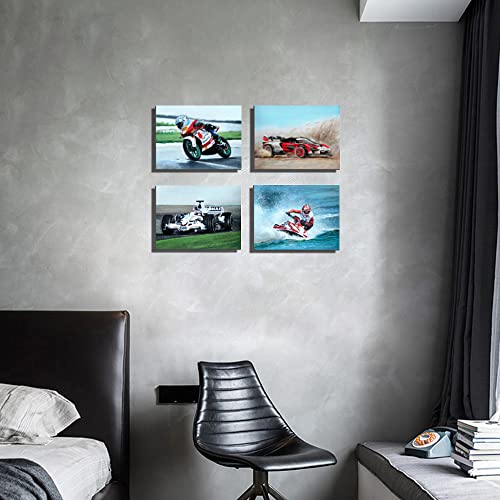 Boys Room Decor Wall Art For Bedroom Car Poster Sports Cars Motorcycle Wall Art For Men Cave Teen Boys Room Decoration Framed Racing Car Art Framed Canvas Print Modern Car Art Gift For Man Boys Or Girls Cool 4Panels #TOP4