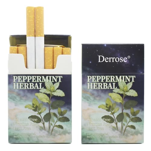 Derrose Peppermint Herbal Cigarettes Nicotine & Tobacco Free Smokeless Inhalers to Help Quit Smoking 2 Packs (40 Sticks Total)