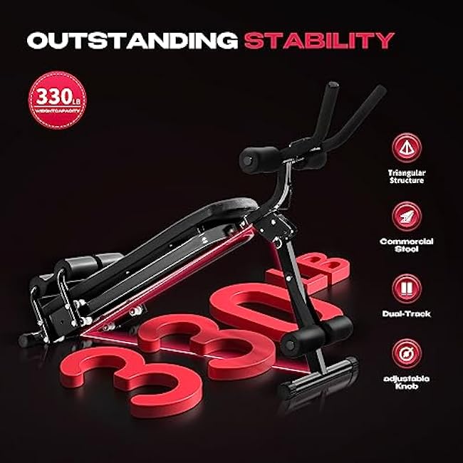 BODY RHYTHM Ab Workout Machine with LCD Monitor for Home Gym,Foldable Sit-Up Bench, Full Body Exercise Equipment for Leg,Thighs,Buttocks,Rodeo,Sit-up Exercise.