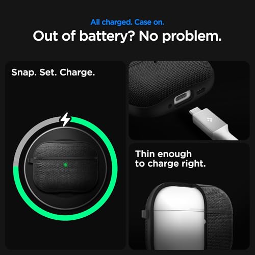 Image of Spigen for AirPods Pro 3 Case, Carabiner Included, Premium Fabric Light & Compact, (Urban Fit) - Black