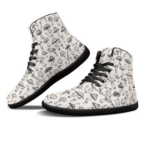 Binienty Men's Grey Mushroom Shoes with Barefoot Sole Fashion Minimalist Zero Drop Shoes with Lace-up Design for Indoor Comfortable & Outdoor Activities, US 13.5