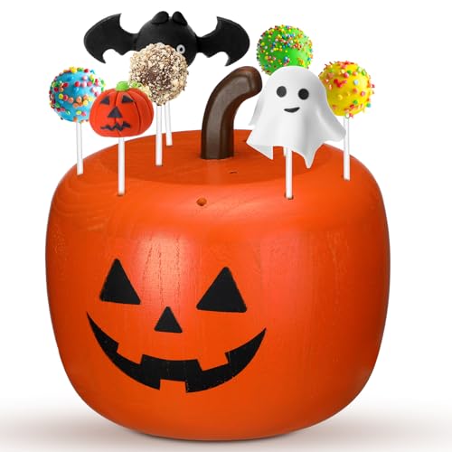 DoubleFill Halloween Pumpkin Cake Pop Stand 21 Holes Wooden Lollipop