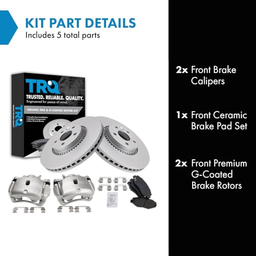Image of TRQ Front Brake Pad and Rotor Set Ceramic G Coated Rotors Calipers | For 2012-2015 Honda CR-V