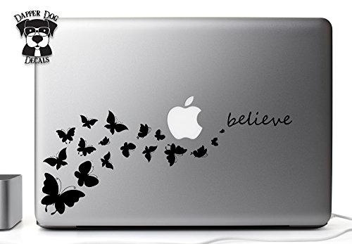 Butterfly Believe 13 Inch Vinyl Decal Sticker for MacBook Air Pro Laptop Notebook Auto Great Gift Mac PC Computer