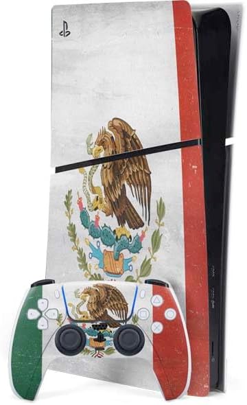 Skinit Decal Gaming Skin Compatible with PS5 Slim Digital Edition Bundle - Mexico Flag Distressed Design