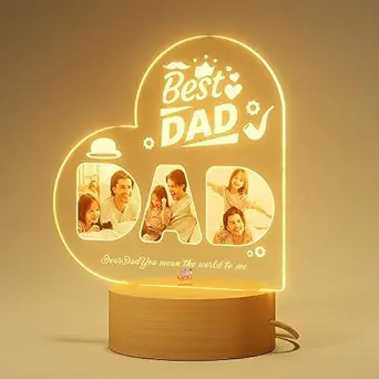 Apna Photo Personalized 3D Illusion Best Dad Photo Lamp Multicolor with Remote Control Gift for Dad on Birthday, Father's Day and Many Other Special Occasions (16X23 CM)