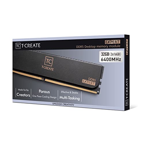 Image of TEAMGROUP T-Create Expert Overclocking 10L DDR5 32GB Kit (2 x 16GB) 6400MHz (PC5-51200) CL40 Desktop Memory Module Ram - CTCED532G6400HC40BDC01, Black-UDIMM