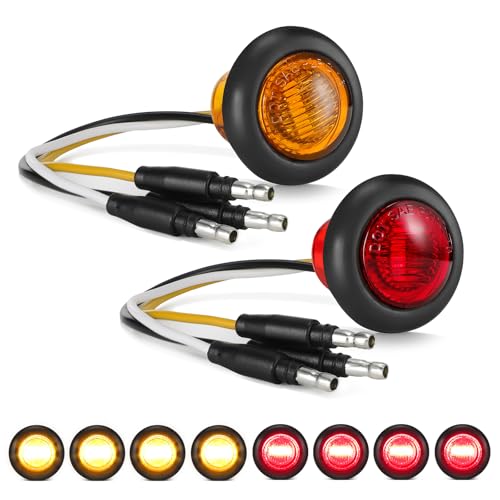Partsam 3/4 Inch Dual Function LED Lights - Strobe + Marker, [DOT Approved] 12V Waterproof Side Clearance/Turn Signal Lights for Trailers, Trucks, Vans, RVs, ATV & Buses(5Pcs Amber + 5Pcs Red)