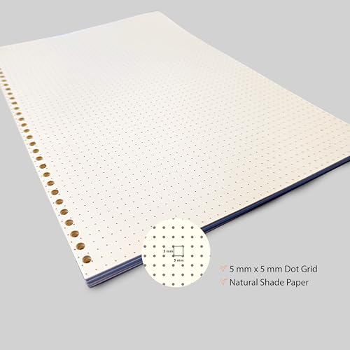 Image of PaperO A4 Punched Loose Leaf Dot Grid Paper | 80 GSM | 100 Sheets | Size (21 x 29.7 cm) | Ideal for Artists & Designers | Suitable for Spiral Binding (Green, A4)