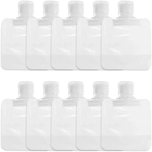 10Pcs Transparent Portable Fluid Packing Bags, New Travel Size Refillable Empty Squeeze Pouch, Premium Travel Pouches for Toiletry, Lotion Shampoo Shower Gel Squeezable Bags, and Cases(30ml)