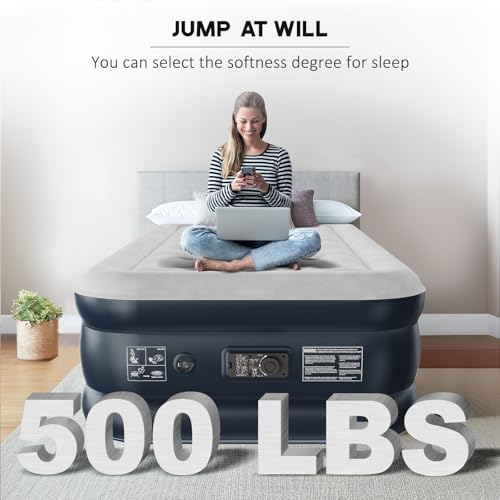 nalone Air Mattress Twin with Built in Pump, Inflatable Mattress Blow up Mattress, 18'' Raise Portable Air Bed, Upgraded Fast Colchones Inflables for Home, Guest, Travel & Camping, 550 lbs Max by nalone - Used condition - Image 3